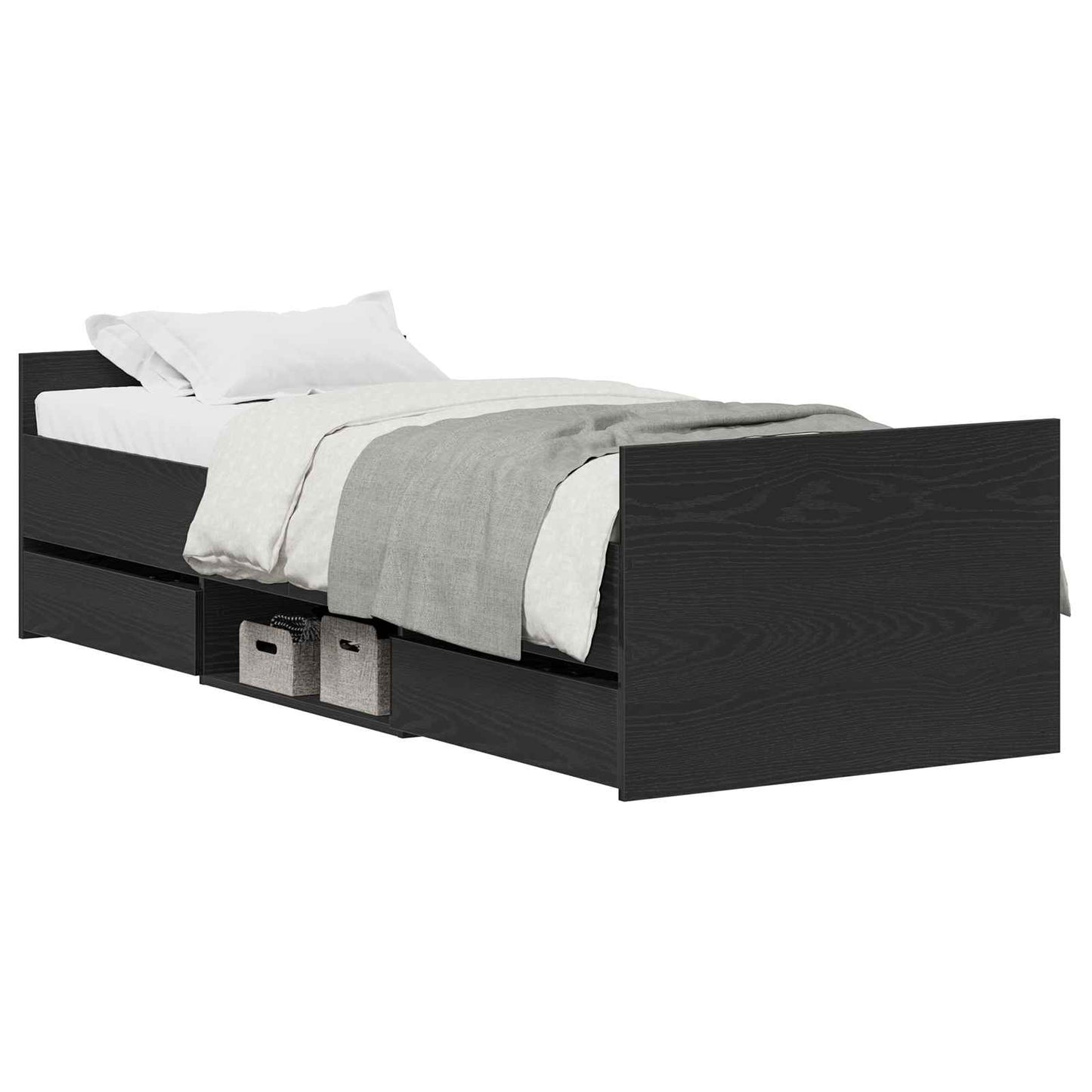 Struttura del letto con testiera Rovere Nero 193 x 78 x 50 cm