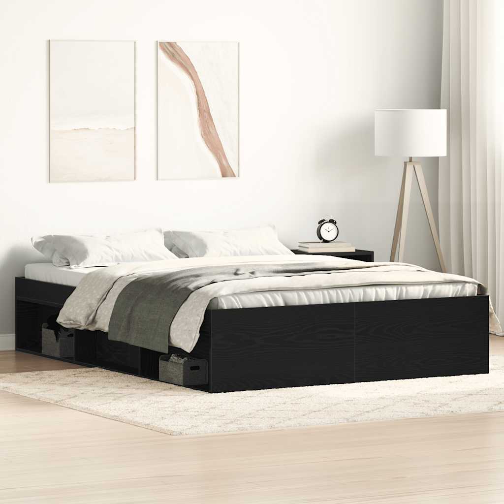 Giroletto senza Materasso Rovere Nero 135x190 cm Truciolato
