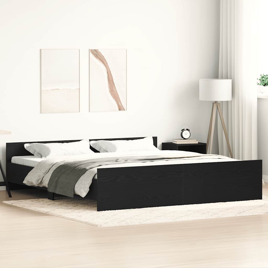Struttura letto senza materasso in rovere nero 180x200 cm in legno composito