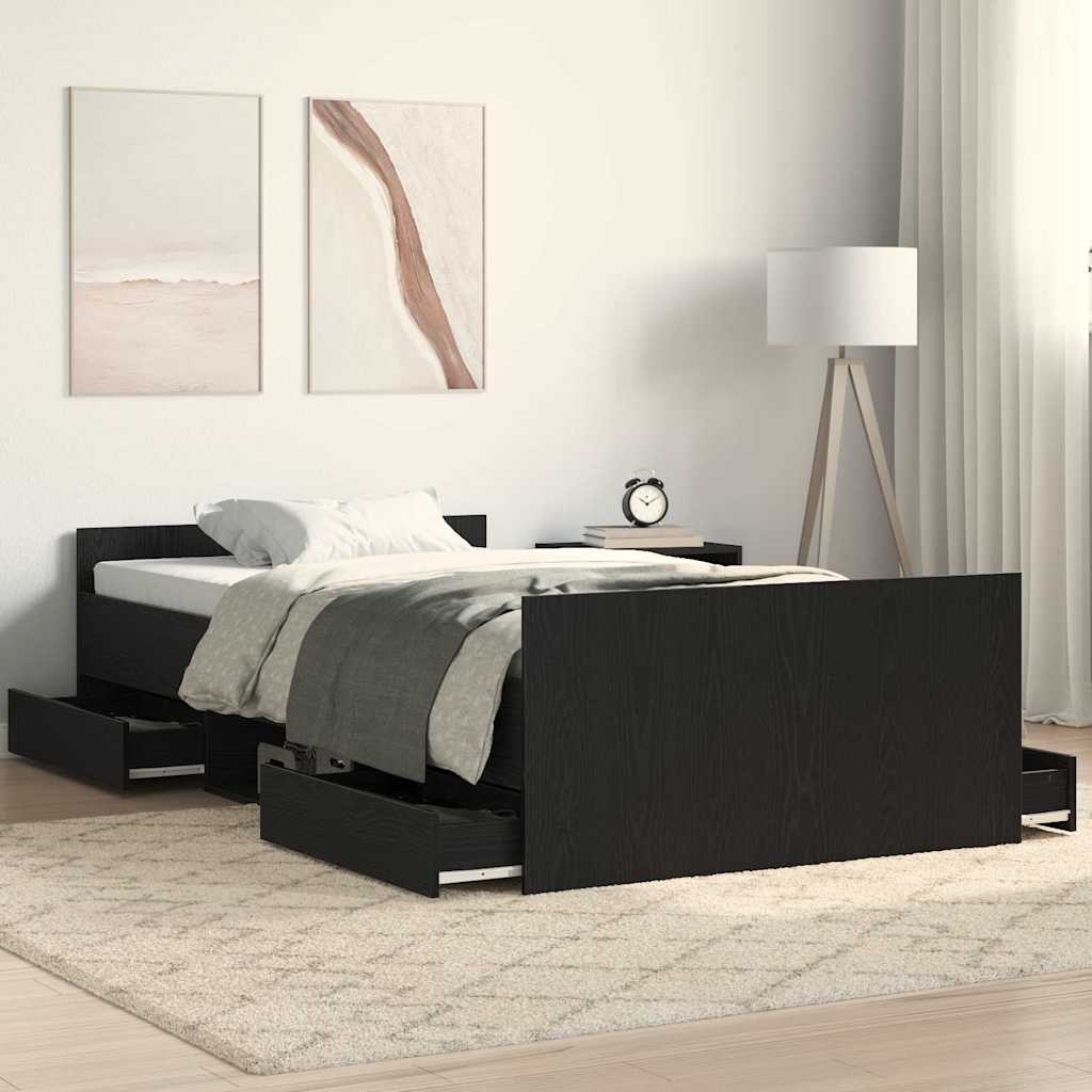 Struttura del letto con testiera Rovere Nero 203 x 93 x 50 cm