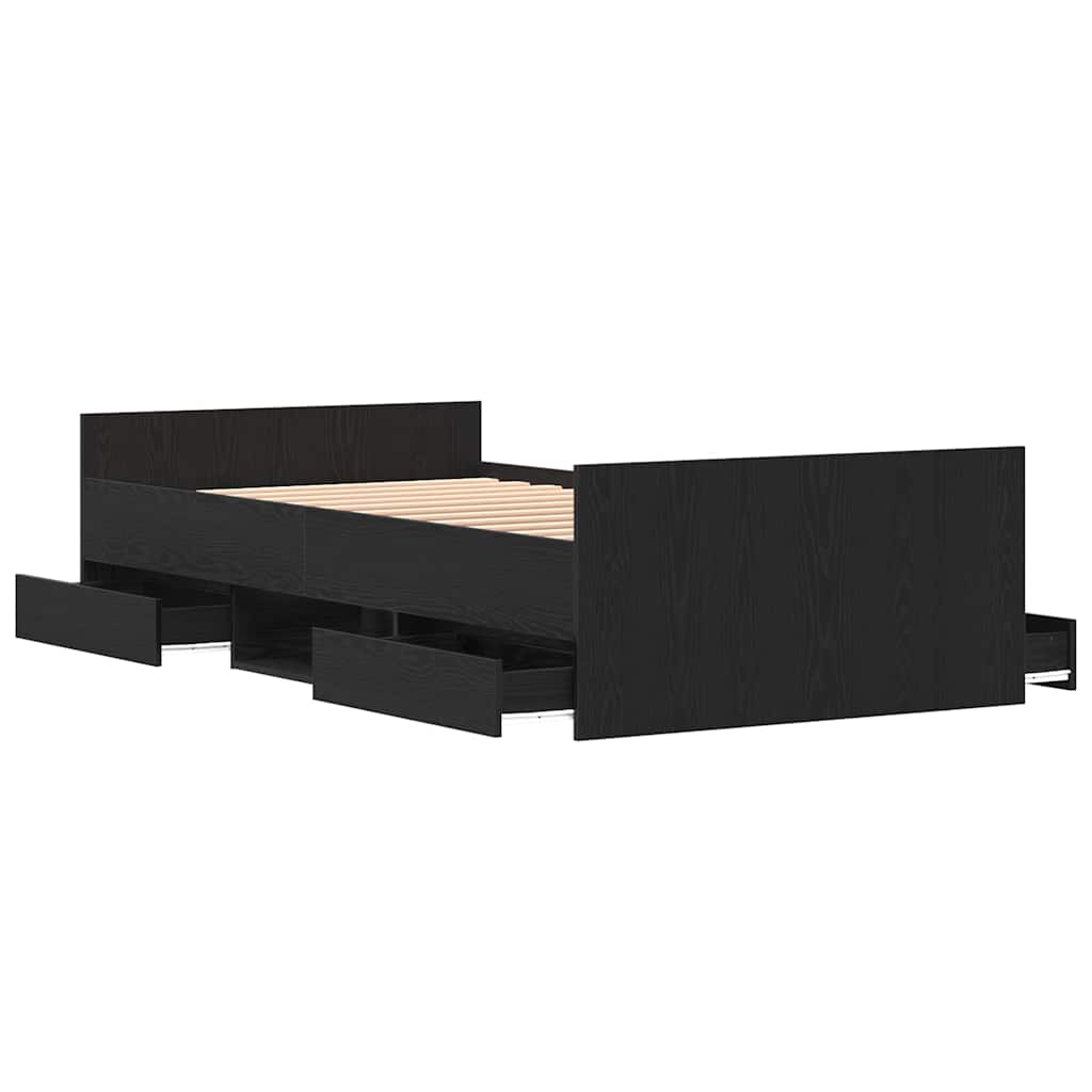Struttura del letto con testiera Rovere Nero 203 x 93 x 50 cm