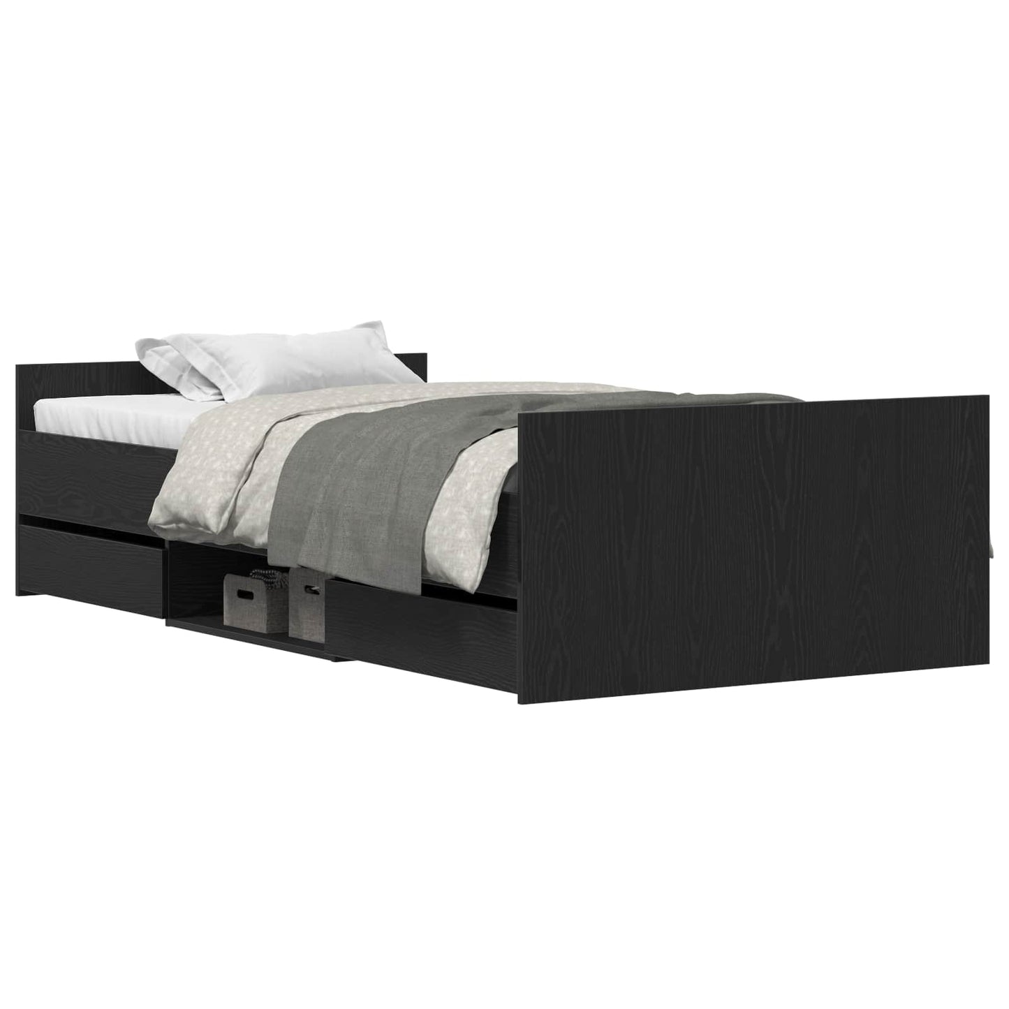 Struttura del letto con testiera Rovere Nero 193 x 93 x 50 cm