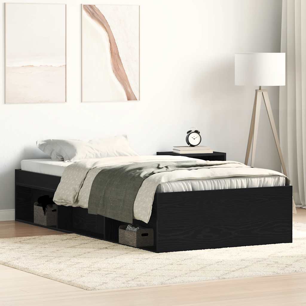 Giroletto senza Materasso Rovere Nero 90x200cm in Truciolato