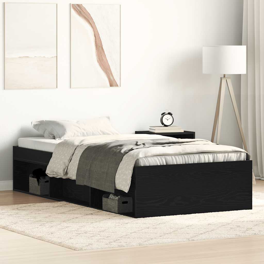 Giroletto senza Materasso Rovere Nero 90x190cm in Truciolato