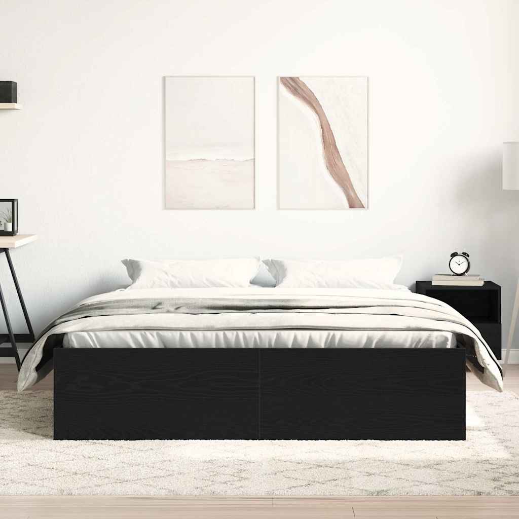 Giroletto senza Materasso Rovere Nero 160x200 cm Truciolato