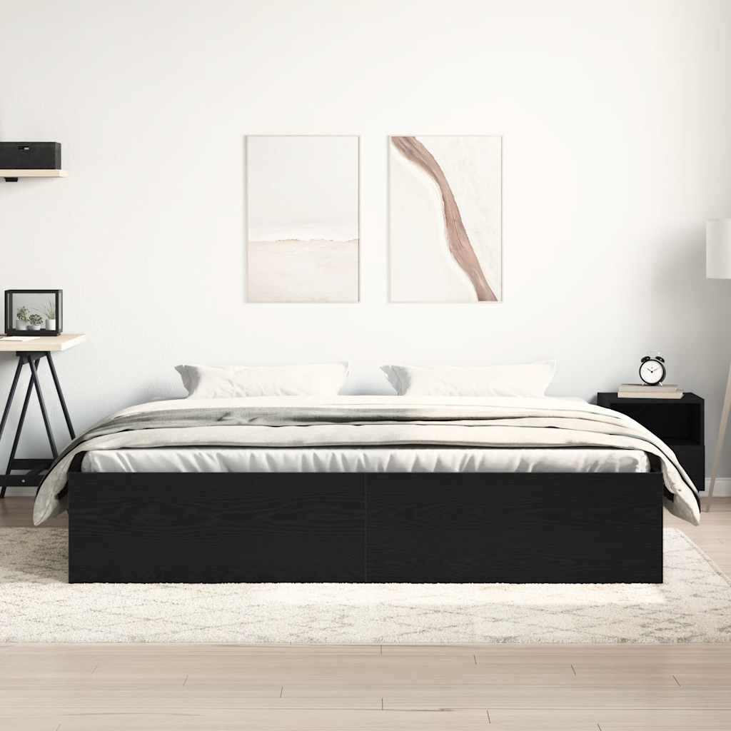 Giroletto senza Materasso Rovere Nero 200x200 cm Truciolato