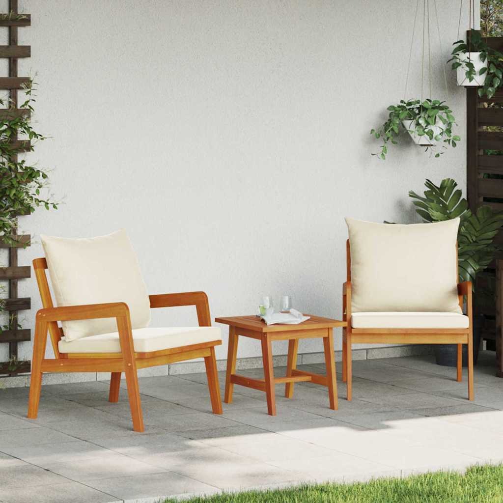 Set bistrot con cuscino 3 pcs Marrone Legno di Acacia Massello