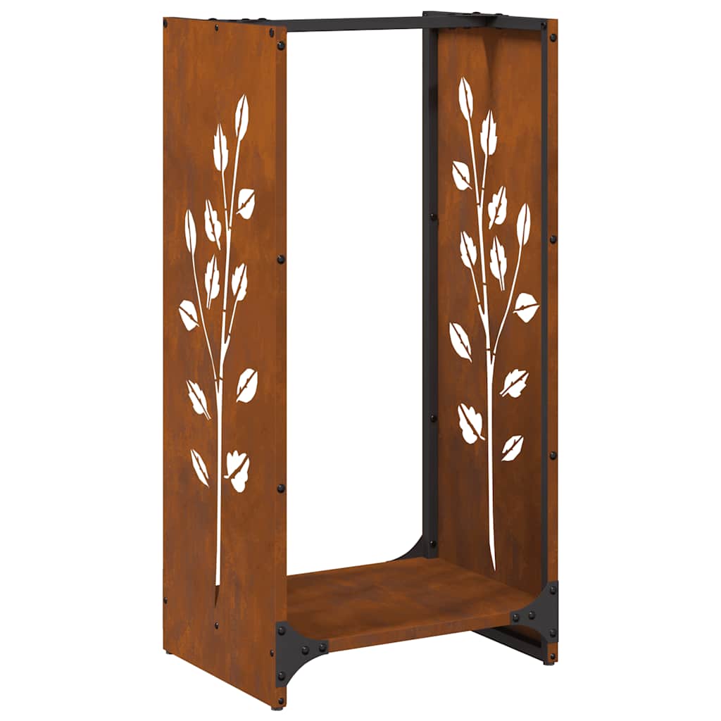 Rastrelliera per Legna da Ardere 40x30x80 cm in Acciaio Corten