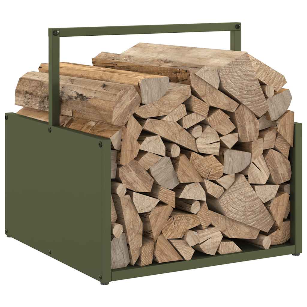 Rastrelliera per Legna da Ardere Verde Oliva 40x40x40 cm