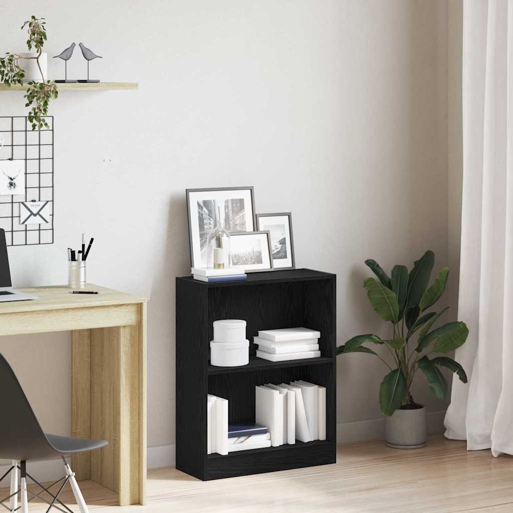 Armadio per Libri Rovere Nero 60 x 24 x 76 cm Legno multistrato