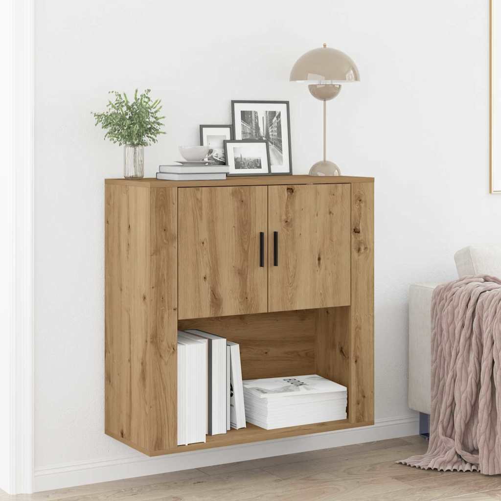 Armadietto a muro con porta rovere artigianale 80 x 33 x 80 cm