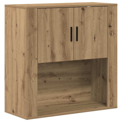 Armadietto a muro con porta rovere artigianale 80 x 33 x 80 cm