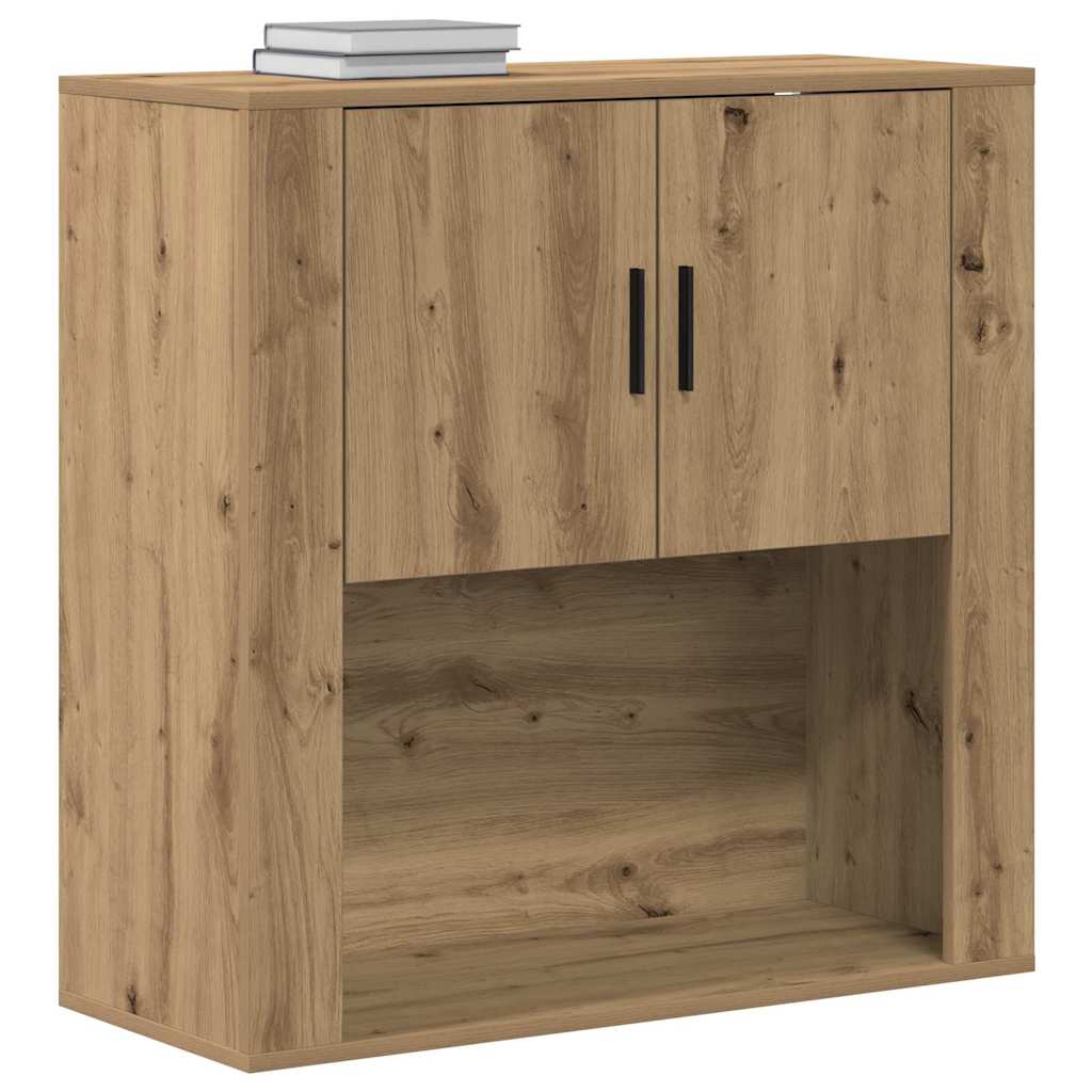 Armadietto a muro con porta rovere artigianale 80 x 33 x 80 cm