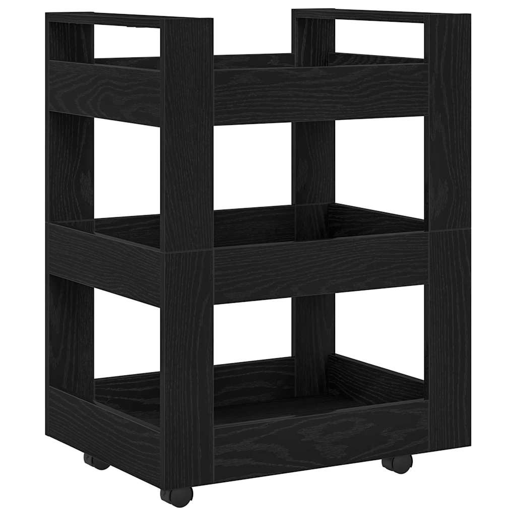 Carrello da Cucina Rovere nero 60 x 45 x 80 cm
