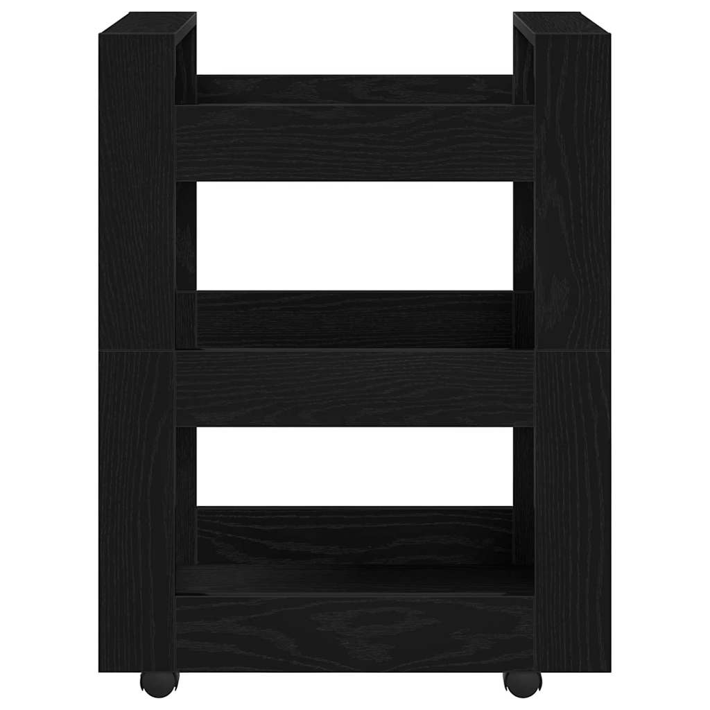 Carrello da Cucina Rovere nero 60 x 45 x 80 cm