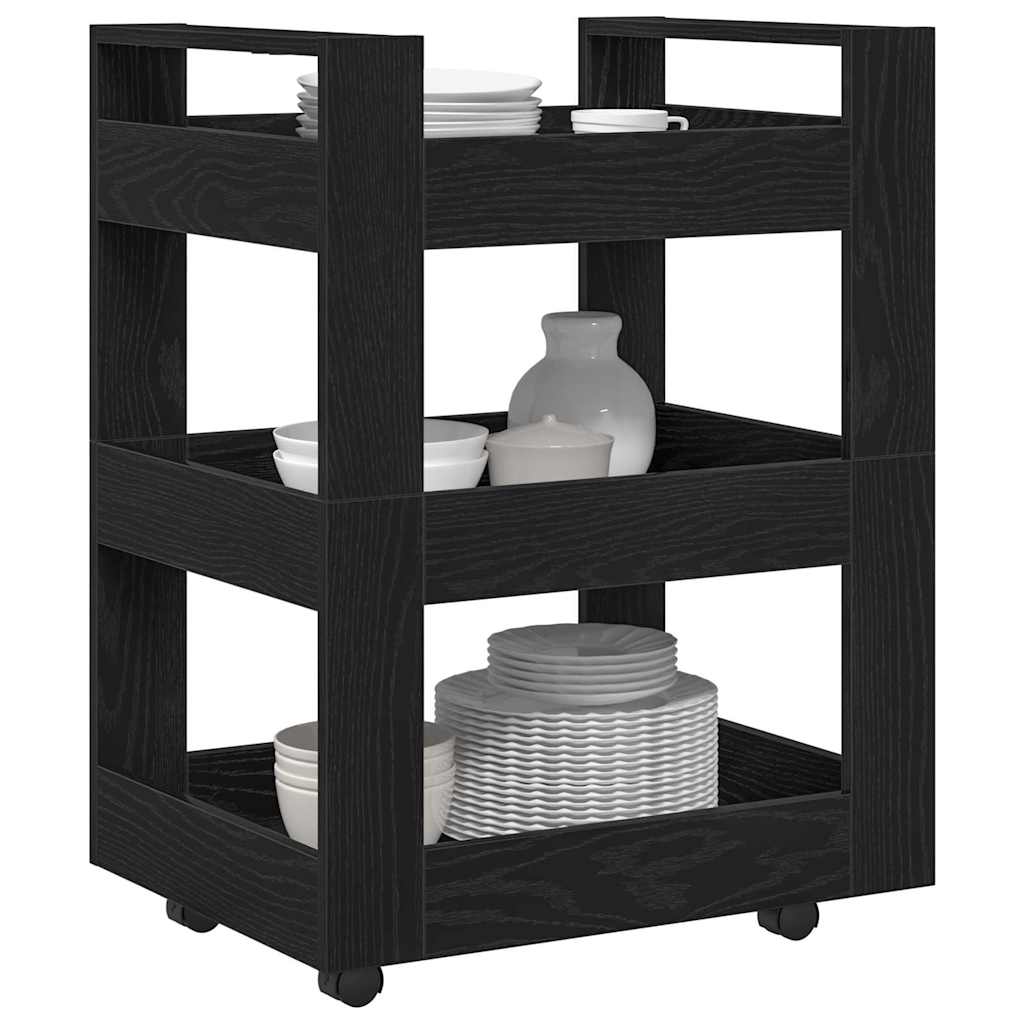 Carrello da Cucina Rovere nero 60 x 45 x 80 cm
