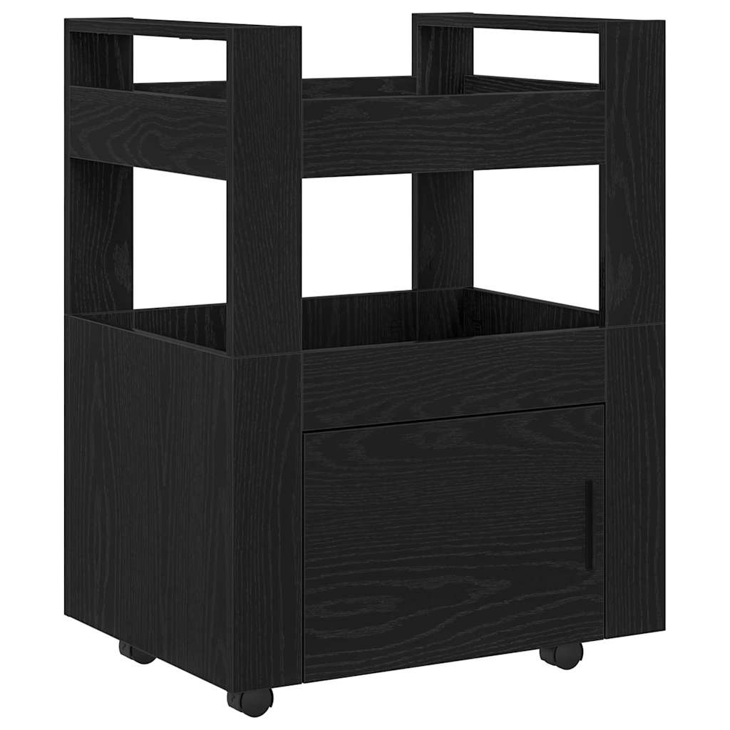 Carrello da Cucina Rovere nero 60 x 45 x 80 cm
