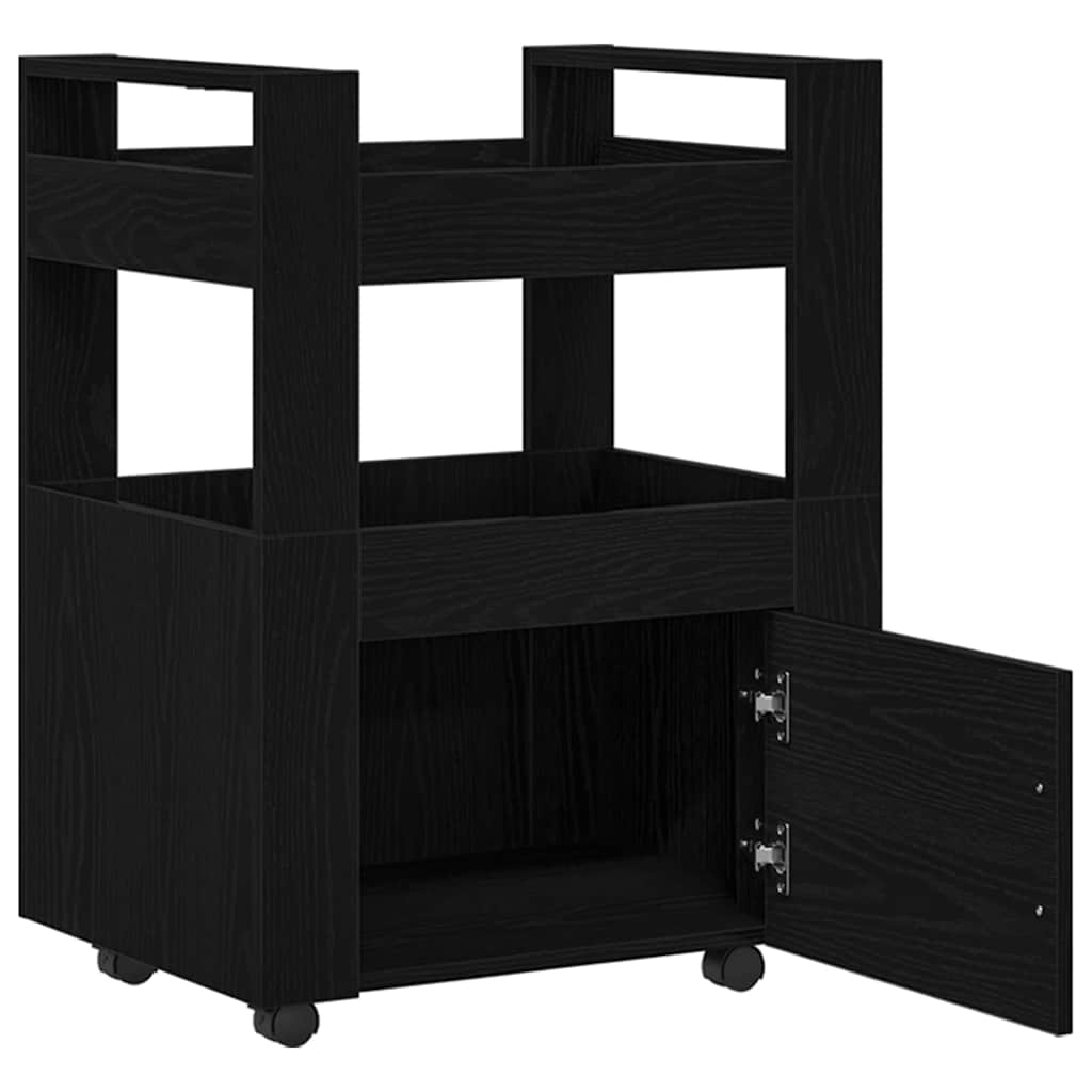 Carrello da Cucina Rovere nero 60 x 45 x 80 cm