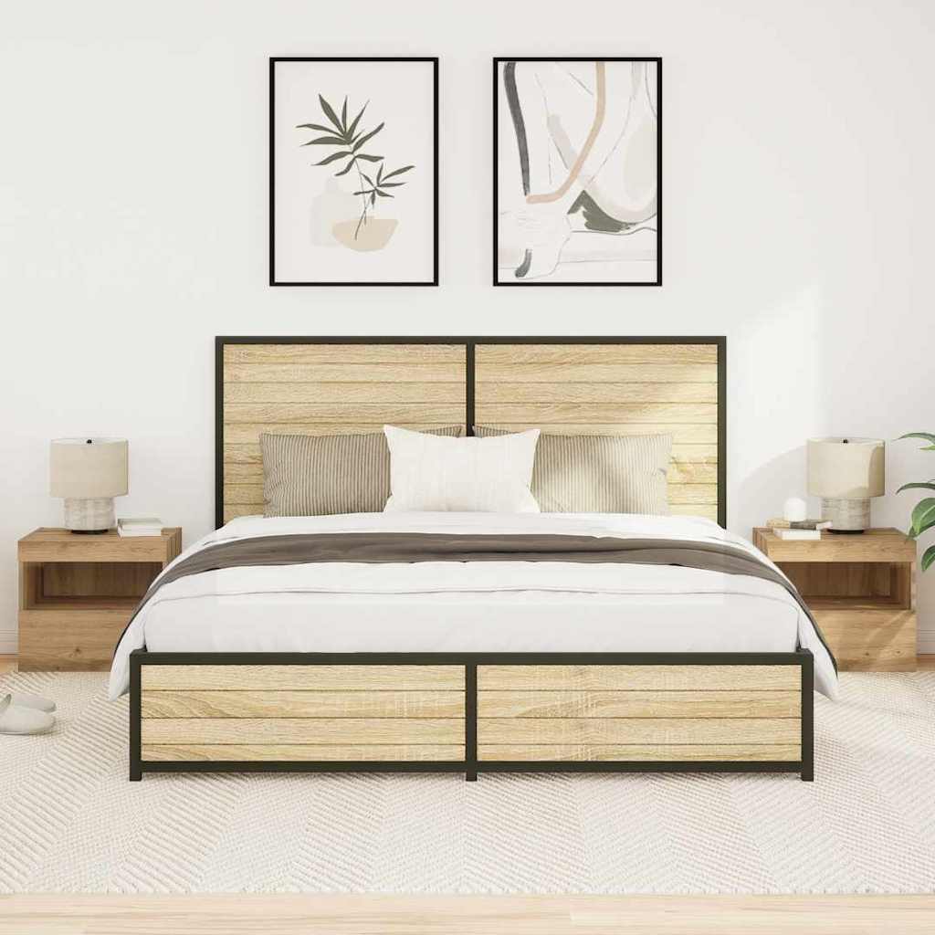 Armadio da Notte 2 pcs Rovere artigianale 50 x 40 x 45 cm