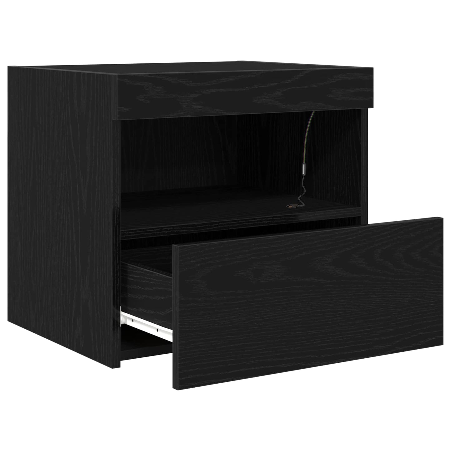 Armadio da Notte Rovere Nero 50 x 40 x 45 cm Legno multistrato