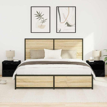 Armadio da Notte con cassetto 2 pcs Rovere Nero 50 x 40 x 45 cm