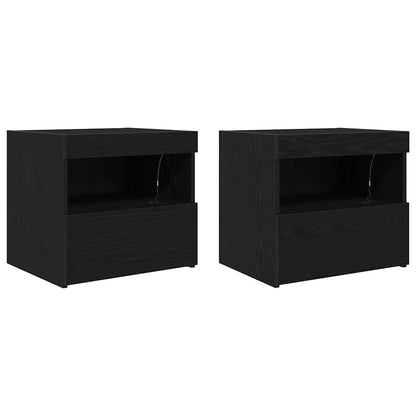 Armadio da Notte con cassetto 2 pcs Rovere Nero 50 x 40 x 45 cm
