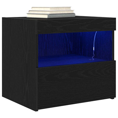 Armadio da Notte con cassetto 2 pcs Rovere Nero 50 x 40 x 45 cm