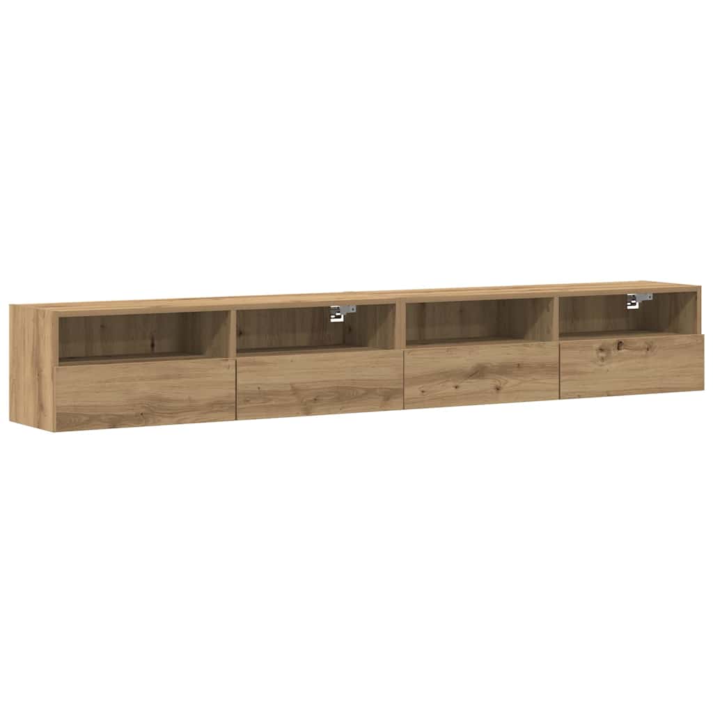 Mobile TV da parete 2 pcs rovere artigianale 100 x 30 x 30 cm