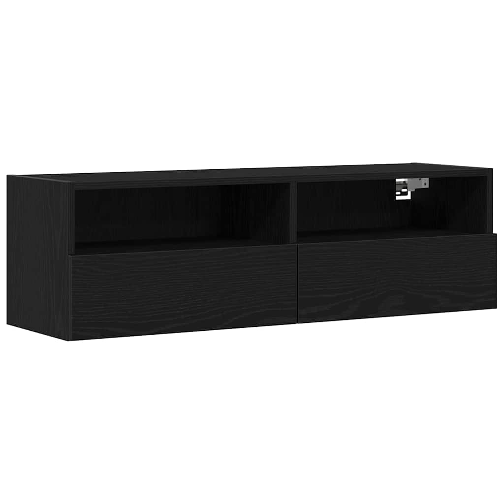 Mobile TV da parete 2 pcs Rovere nero 100 x 30 x 30 cm
