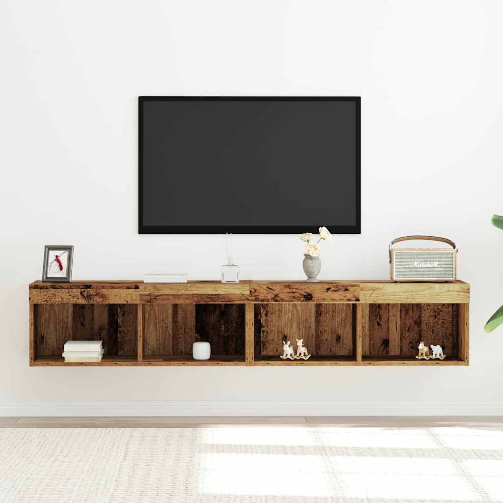 Set mobile TV con led 2 pcs Legno vecchio 80 x 30 x 30 cm