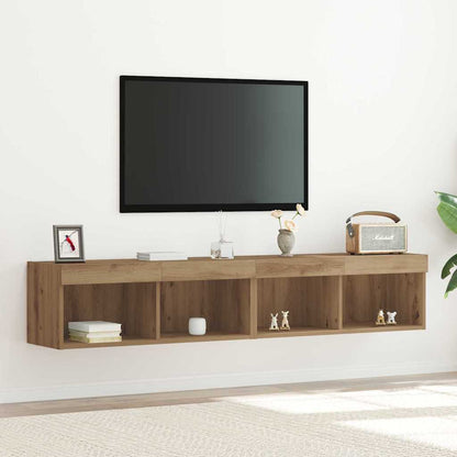 Set mobile TV con led 2 pcs Rovere artigianale 80 x 30 x 30 cm