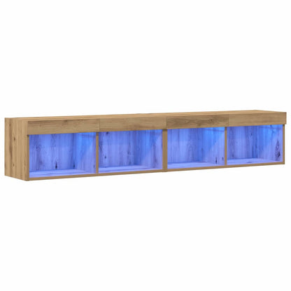 Set mobile TV con led 2 pcs Rovere artigianale 80 x 30 x 30 cm