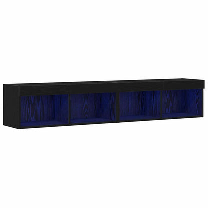 Set mobile TV con led 2 pcs Rovere nero 80 x 30 x 30 cm