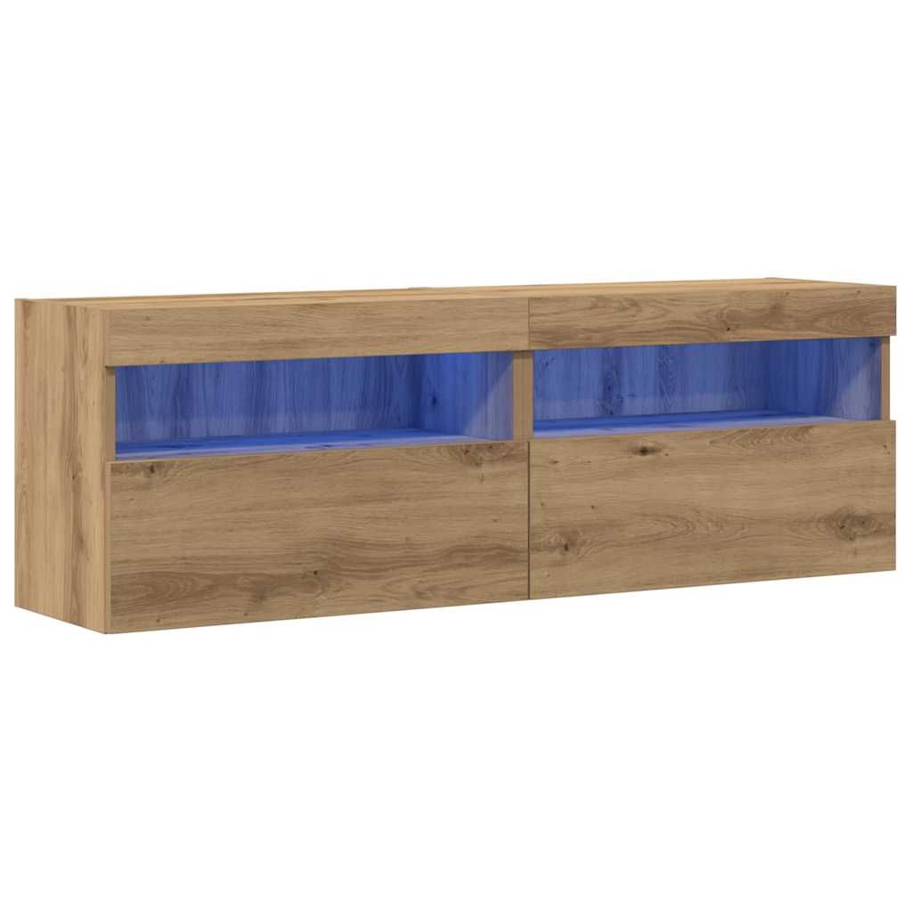 Mobile TV da parete 2 pcs rovere artigianale 60 x 30 x 40 cm