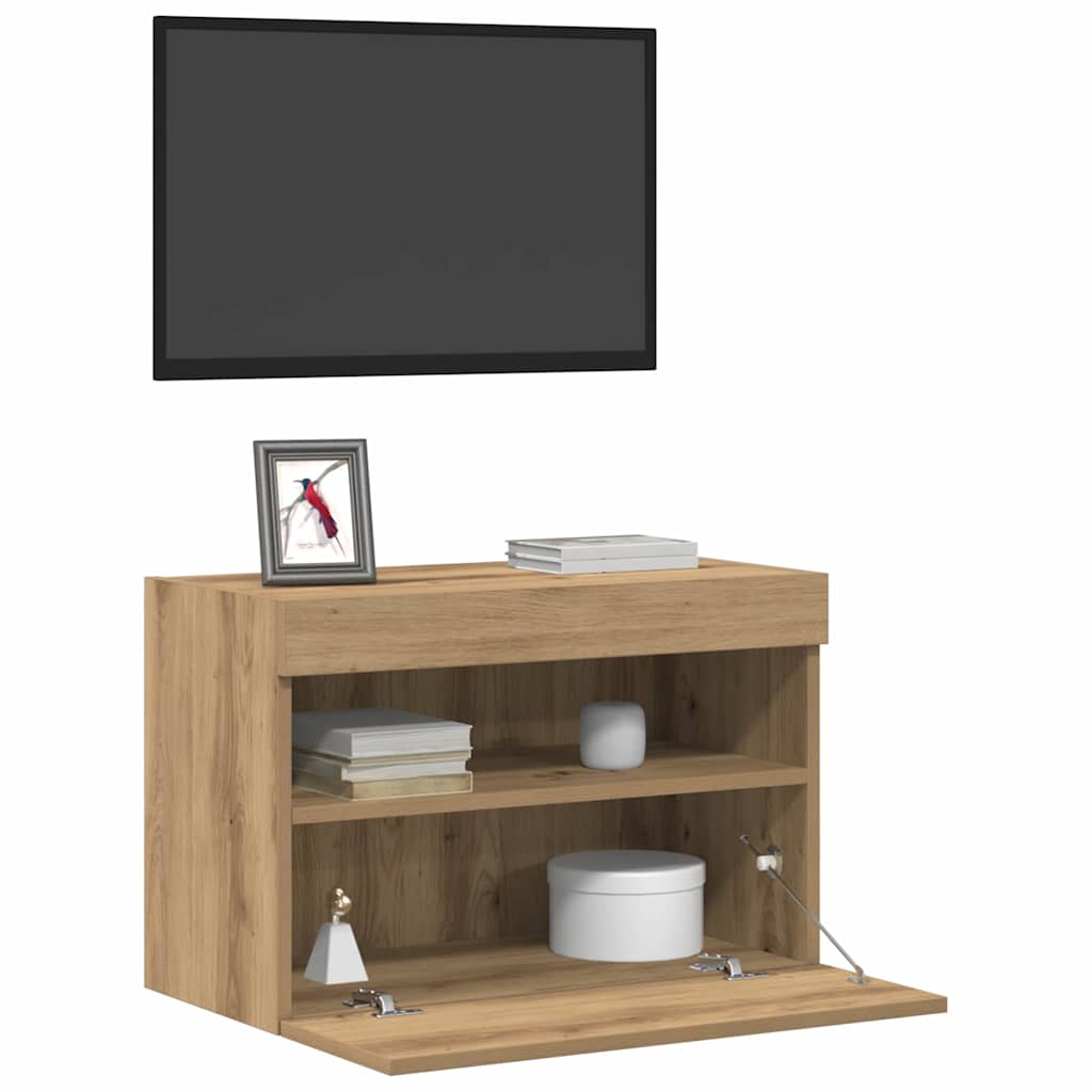Mobile TV da parete 2 pcs rovere artigianale 60 x 30 x 40 cm