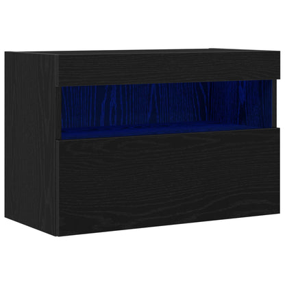 Mobile TV da parete Rovere nero 60 x 30 x 40 cm