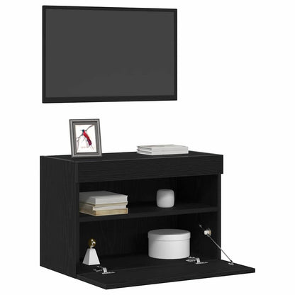 Mobile TV da parete Rovere nero 60 x 30 x 40 cm