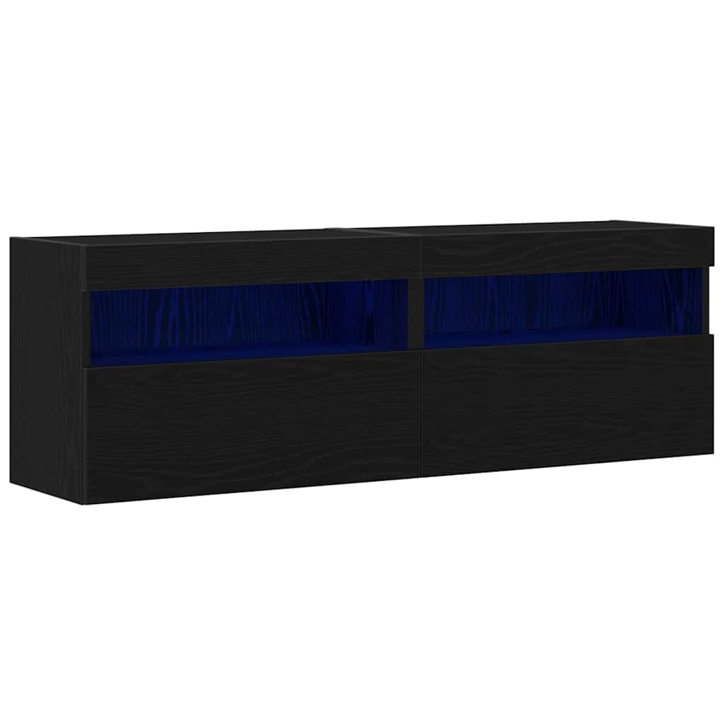 Mobile TV da parete Rovere nero 60 x 30 x 40 cm