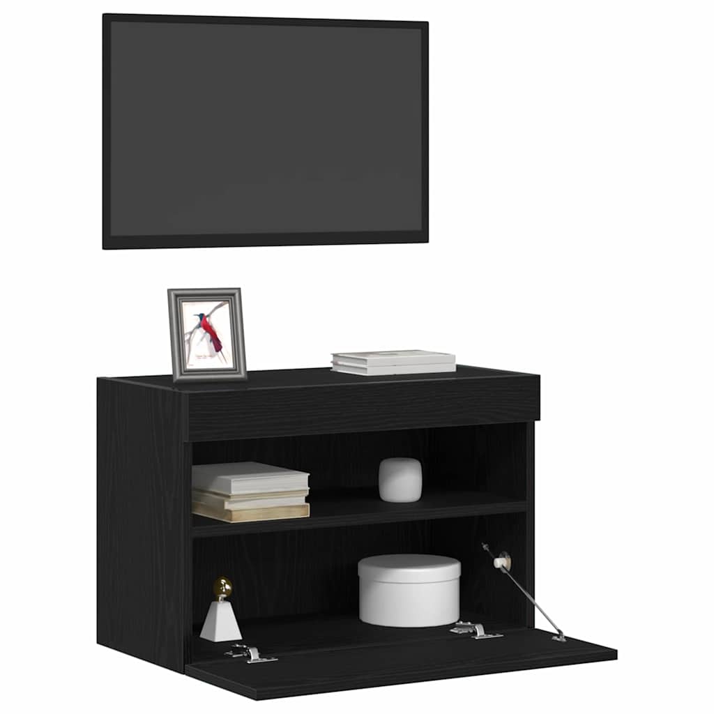 Mobile TV da parete Rovere nero 60 x 30 x 40 cm
