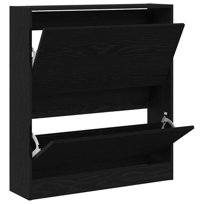Mobile per scarpe con lo scaffale Rovere Nero 80 x 21 x 87,5 cm