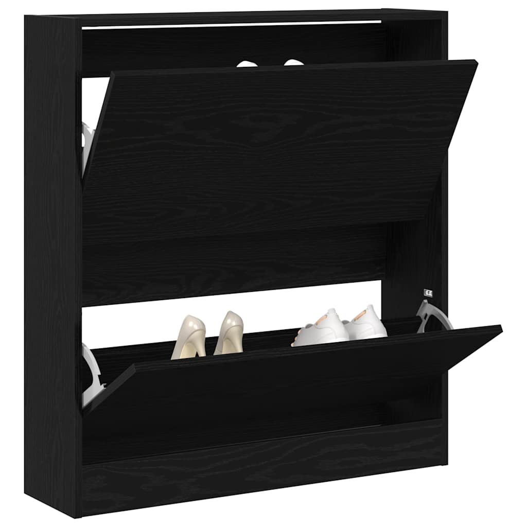 Mobile per scarpe con lo scaffale Rovere Nero 80 x 21 x 87,5 cm