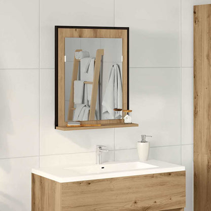 Specchio con lo scaffale rovere artigianale 50 x 12 x 60 cm