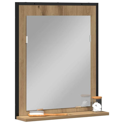 Specchio con lo scaffale rovere artigianale 50 x 12 x 60 cm