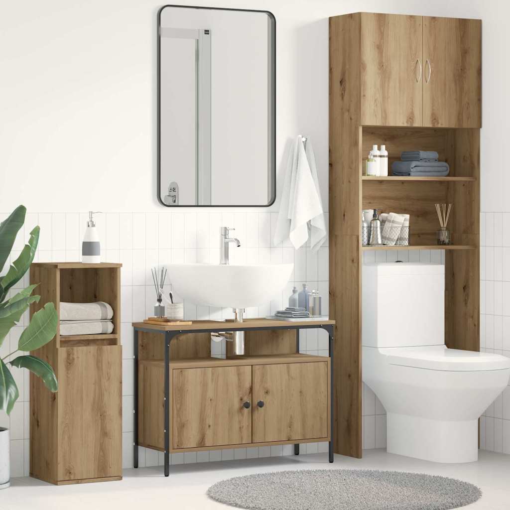 Armadio per Lavabo da Bagno rovere artigianale 80 x 30 x 60 cm