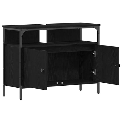 Armadio per Lavabo da Bagno Rovere Nero 80 x 30 x 60 cm