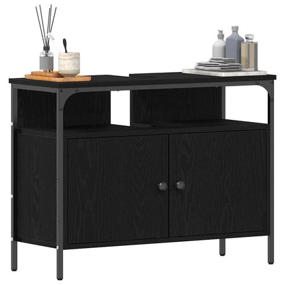Armadio per Lavabo da Bagno Rovere Nero 80 x 30 x 60 cm