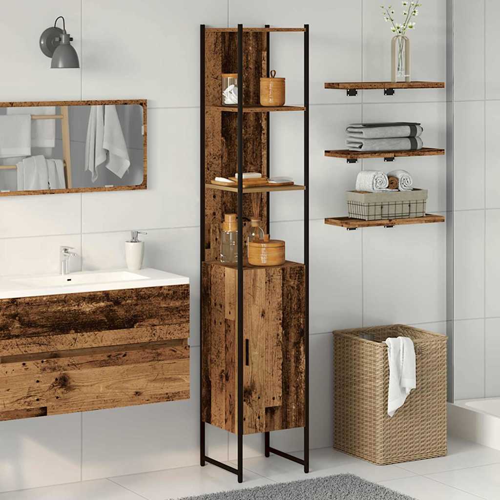 Mobile da Bagno con porta Legno vecchio 33 x 33 x 185,5 cm