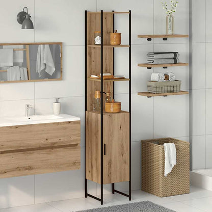 Mobile da Bagno con porta rovere artigianale 33 x 33 x 185,5 cm