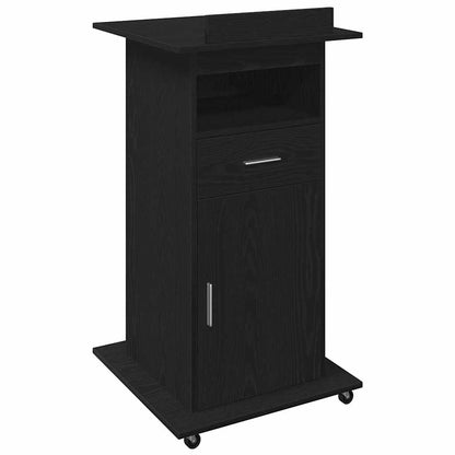 Podio con ruota Rovere Nero 55 x 55 x 107 cm Legno multistrato