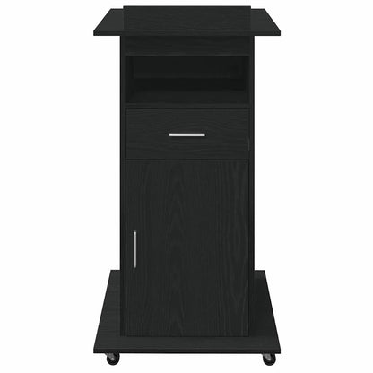 Podio con ruota Rovere Nero 55 x 55 x 107 cm Legno multistrato